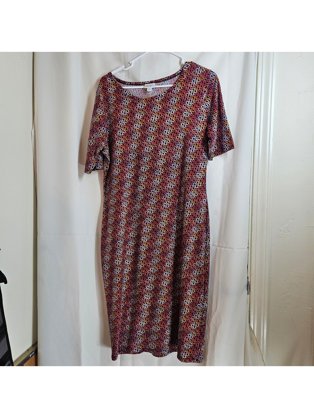 LuLaRoe Size XL Women's Dress Multicolor Geometric Pattern Polyester Spandex